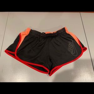Nike dry fit running shorts Womens M black/orange/red